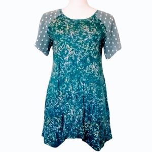 LOGO by Lori Goldstein Printed Cotton Modal Top w/ Sleeve Overlay